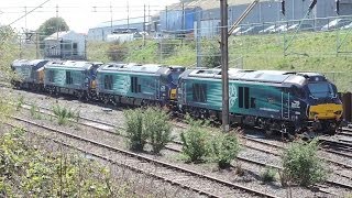 DRS 37609 \u0026 68003/68004/68005 DIT on 0Z38 at Crewe Salop Goods Jn 16/4/2014