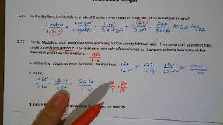 CPM Integrated I Lesson 2.2.4: Dimensional Analysis