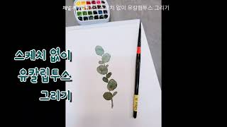 스케치 없이 유칼립투스 그리기 수채화 그림 그리기