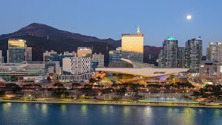 4K 타임랩스 부산 _ 영화의 전당. 해운대 센텀시티. BIFF  Haeundae CentumCity Timelapse. Busan cityscape. Korea