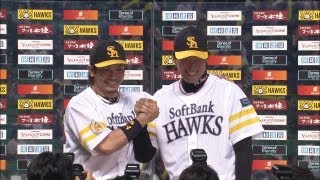 【ヒーロー】4月10日 ソフトバンク-日本ハム 山田と松田がお立ち台に