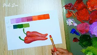 OIL PAINTING DEMONSTRATION#22 / Quick Tip 03/ Red chili oil painting demo time lapse@paintosam