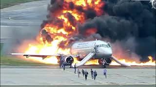 flight accident and rescue at moscow airport 2019