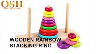 Wooden rainbow stacking ring kids education toys