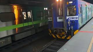 4152次楊梅發車經由宜蘭線開往福隆的銀綠色微笑號EMU900型十輛一編組EMU942區間車，4111次南澳發車經由北迴線開往樹林的2023今年度台灣科普彩繪環島列車EMU509+EMU502區間車