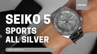 UNBOXING SEIKO 5 SPORTS AUTOMATIC ALL SILVER SRPE71K1