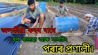 জলকীয়া ৰুবৰ বাবে খল বনোৱা আৰু মালচিং পৰাৰ প্ৰণালী।🙏🙏