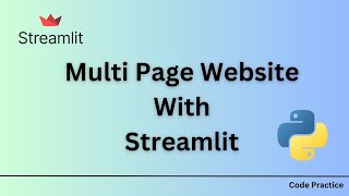 Create Multi Page Web App using Streamlit | Python