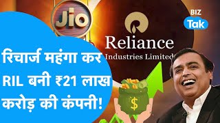 Mukesh Ambani | रिचार्ज मंहगा कर RIL बनी ₹21 लाख करोड़ की कंपनी! |BIZ Tak