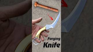 Forging a Hunter Knife out of Rusted Bolt #forging #knife #forged #handforged #restoration #diy