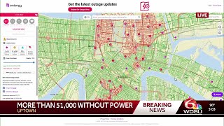 Entergy reporting thousands without power in New Orleans