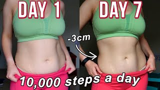 I did GROWWITHJO's 10,000 steps FAT BURNING challenge for 1 week! *results in 7 days*