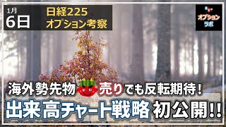 【日経225オプション考察】1/6 日経平均 海外勢先物鬼売りでも反転期待が！ 本邦初公開 出来高チャート戦略を紹介します！