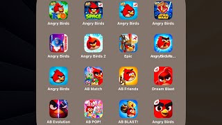 All 16 Angry Birds Mobile Games (iOS,Android) Angry Birds: Rio HD,Space,Star Wars HD,Journey,Friends