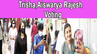 Actress Trisha,Aiswarya Rajesh Voting in Tamilnadu Elections Tamil news nba 24x7