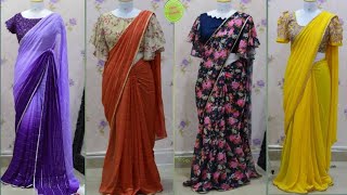 Latest pure Georgette sarees collection with blouse designs/NewTrends