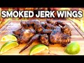 Smoked Chicken Wings - Spicy Jamaican Jerk Hot Wings in the Vertical Smoker