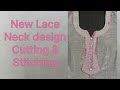 Lace and buttons neck design/ New lace neck design cutting and stitching #fashion #neckdesign