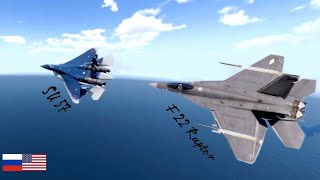 US F 22 Raptor Brutal Attack!  Air Combat with Russian SU 57 Fighter Jets