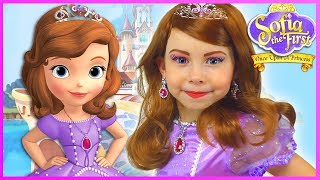 Sofia The First Kids Makeup Disney Princess Pretend Play with Toy & DRESS UP in Real Princess Dress