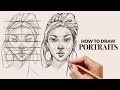 how to draw faces, eyes, nose, mouth | step by step tutorial