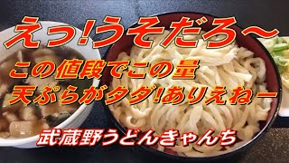 「武蔵野うどんきゃんち」うそだろ、この量でこの値段。