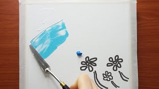 Easy Wildflowers Acrylic Painting For Beginners Step by Step - Using Palette Knife - Relaxing