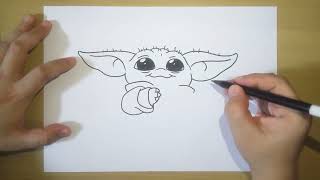 How to Draw Baby Yoda In 8 Minutes Easy Step by Step For Beginners | Drawing Turorial