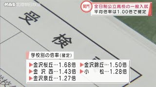 石川県の公立高校　倍率が確定 2022.3.1放送