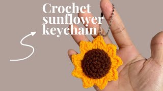 Tutorial Crochet Sunflower Keychain | Cara Merajut Gantungan Kunci Bunga Matahari