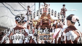 令和4年5月4日　東灘区 庄内地区 西青木區だんじり 春日神社宮入 回せ