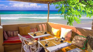 Morning Seaside Cafe Ambience & Bossa Nova, Breakfast with Coffee & Waffle, Ocean Wave & Wind Sound