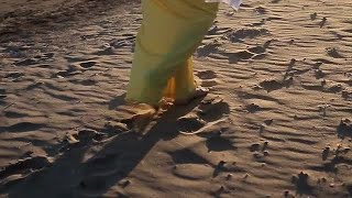 Girl Walking On Beach Stock Video