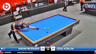 HAKAN İNCEKARA vs OĞUZ KÖKLEN | 1.ETAP 3 BANT BİLARDO ŞAMPİYONASI FİNAL 1/32 ANKARA | billiards