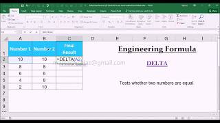 Delta Engineering function with Example in MS Excel 2016