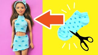Easy BARBIE CLOTHES With SOCKS | How to Make Barbie Dress