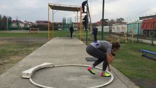 Aliona Dubitskaya Shot put 4kg training slow motion