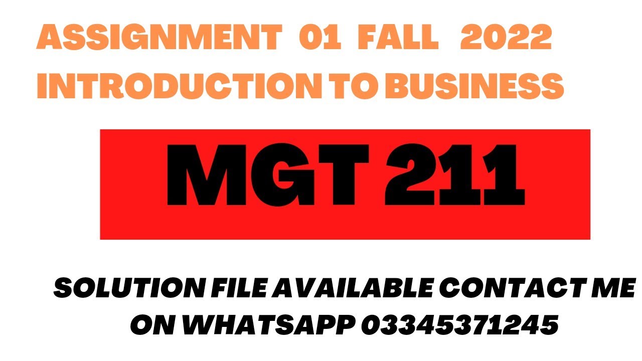 Mgt 211 Assignment Solution Fall 2022 - YouTube