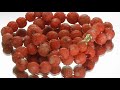 vintage large round bead carved coral necklace with 14k gold clasp