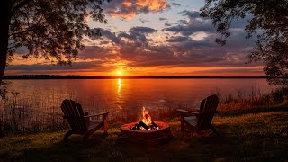 Summer Evening by the Lake with a Campfire ASMR  🏞🏕