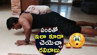 Ravi Babu Doing Special Workouts With Pig | Ravi Babu Adigo Movie Promotional Video | Bullet Raj