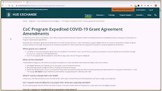 CoC Program Expedited COVID-19 Grant Agreement Amendments Tutorial