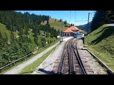Driver's view (Switzerland) – Rigi Mountain Railway – Rack railway – Rigi Kulm to Arth-Goldau