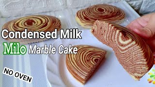 Condensed Milk Milo Marble Cake Without Oven l How To Make Milo Marble Cake