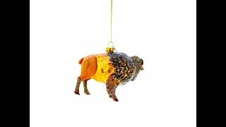 Prairie Majesty: Majestic Walking Bison - Blown Glass Christmas Ornament (CC-0695)