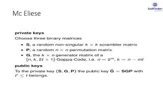 Post Quantum Code Based Cryptography : McEliese