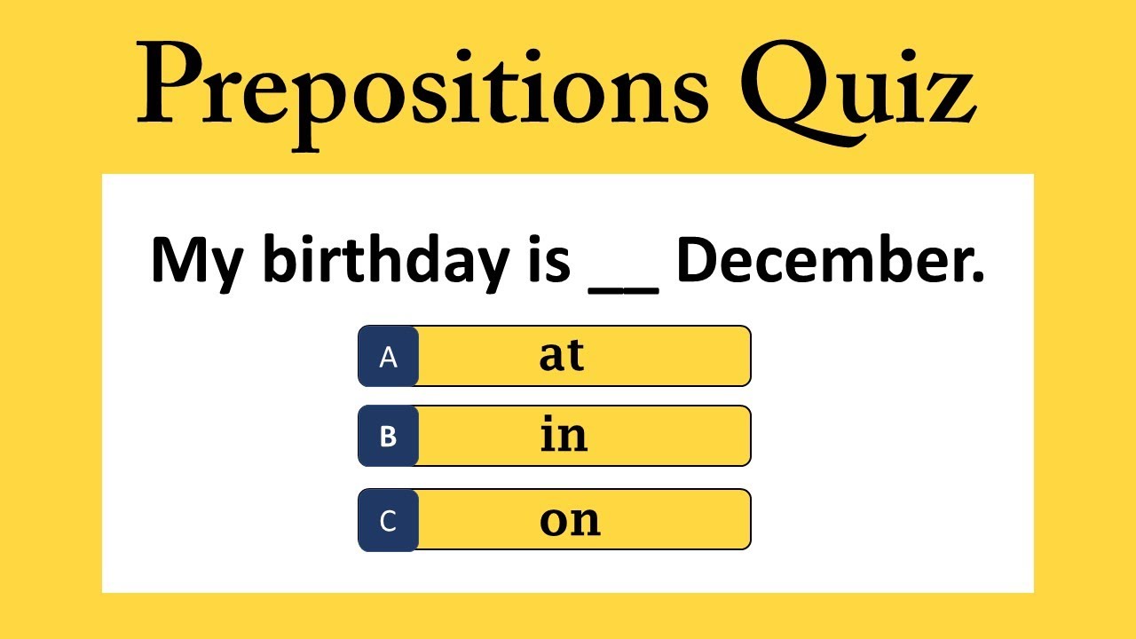 Preposition Prepositions Quiz English Grammar Test Youtube