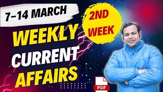 March 2024 Weekly Current Affairs 2nd WEEK 7 to 14 March | Weekly 100+  MCQ Current Affairs MCQ