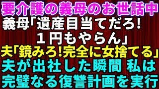 【スカッとする話】要介護になり同居を始めた義実家で義母の介護をしていたら義母「遺産目当てだろ！1円もやらん」夫「鏡みろ！完全に女捨ててる」と見下し発言→夫が出社した瞬間に私が完璧なる復讐計画を実行