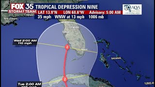 RECAP: Tropical Depression 9 forms in the Atlantic; Florida in projected path of possible hurricane